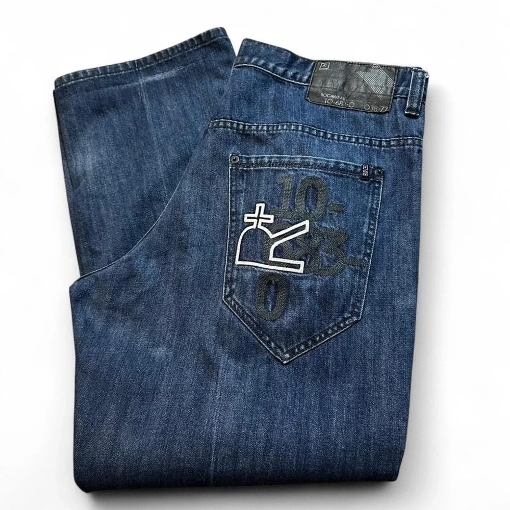 Rocawear‎ Jeans Y2K Original Fit STRAIGHT Men's Size 38x31 Navy Blue Jeans READ